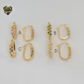 (1-2932-1) Gold Laminate- Oval Zircon Hoops - BGO