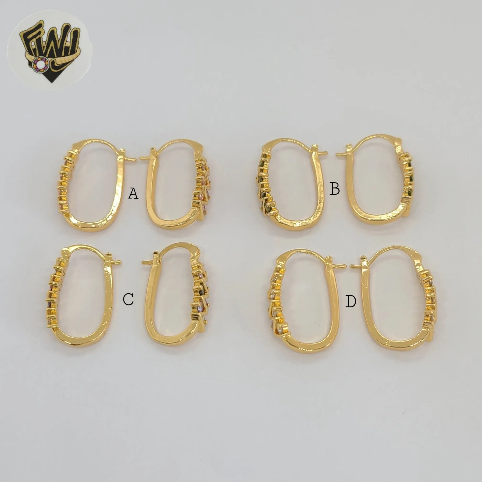 (1-2932-1) Gold Laminate- Oval Zircon Hoops - BGO