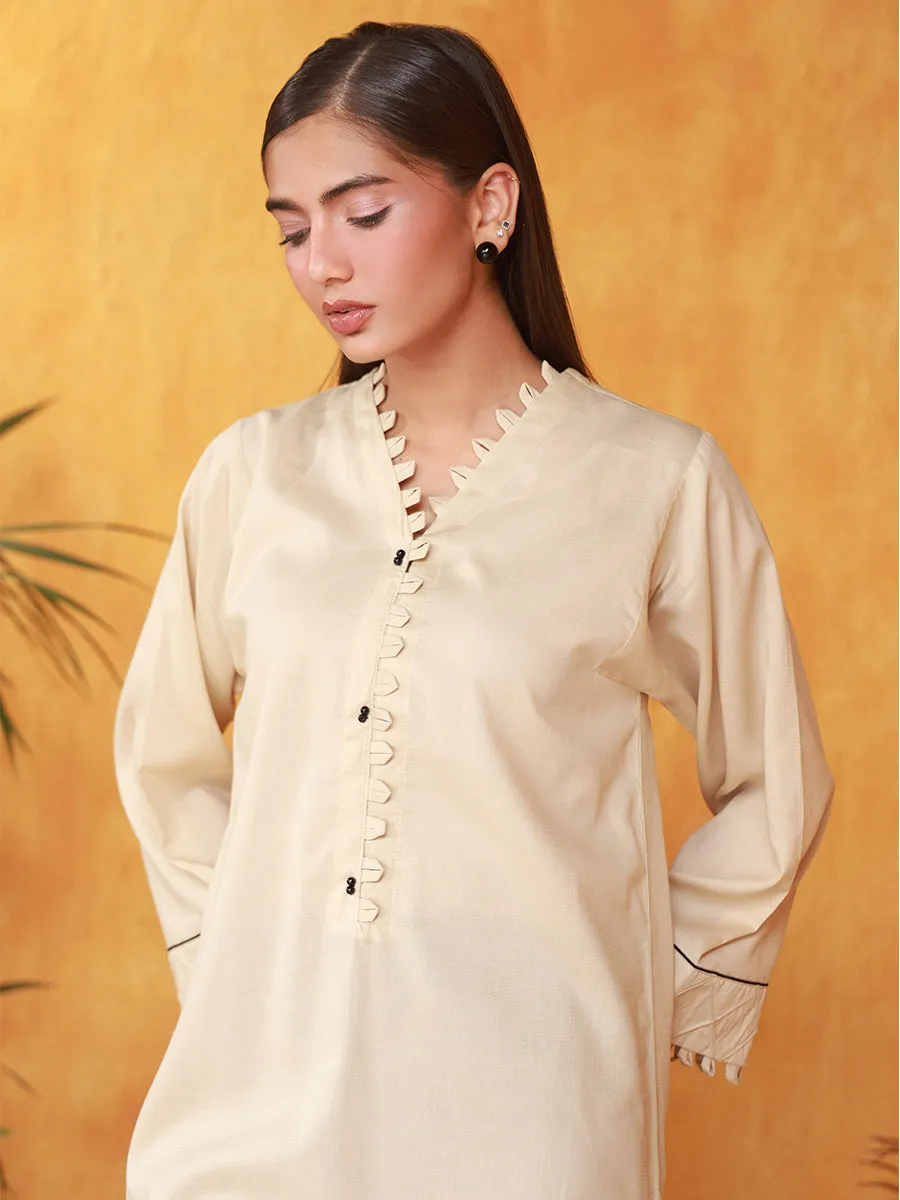 1pc - Stitched Basic Dobby Embellished Shirt