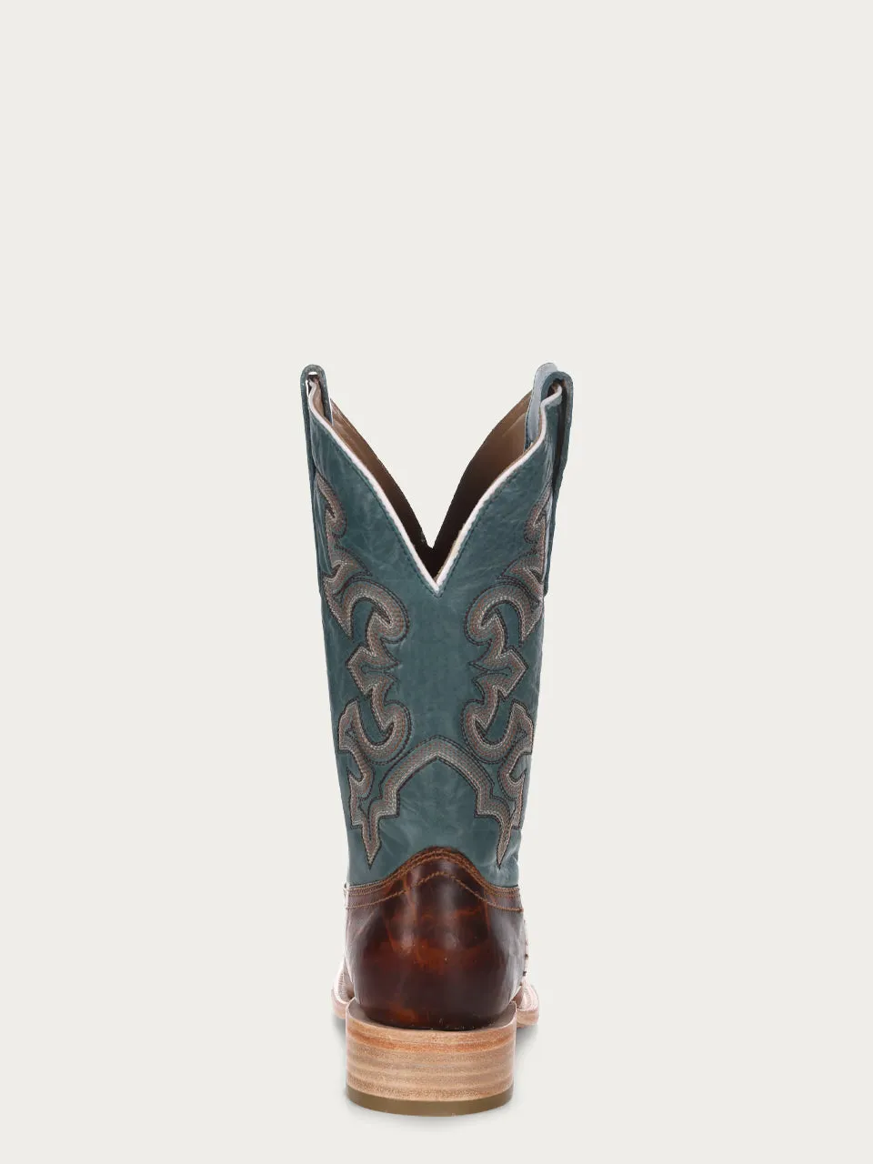 A4262 - MEN'S BLUE AND HONEY EMBROIDERY WIDE SQUARE TOE RODEO COWBOY BOOT