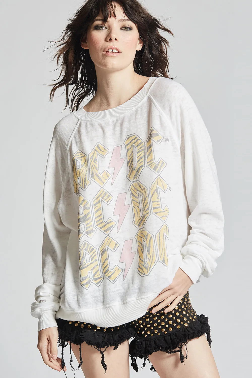 AC/DC Tiger Print Sweatshirt by Recycled Karma Brands