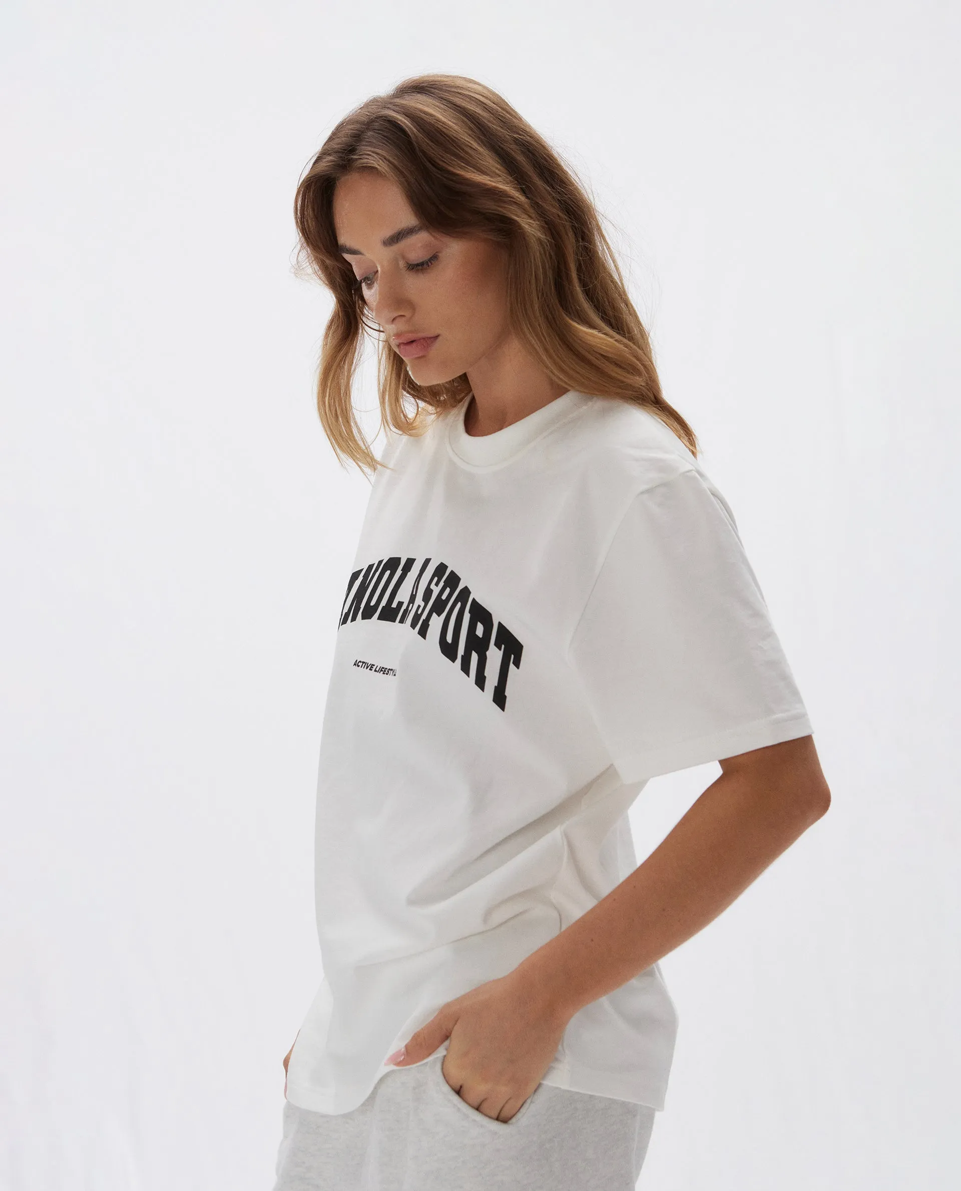 Adanola Sport Short Sleeve Oversized T-Shirt - White