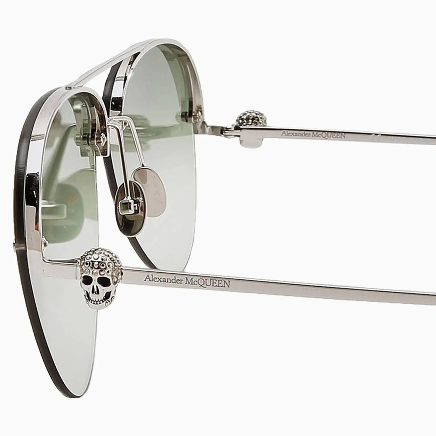 Alexander Mcqueen Silver Green Sunglasses