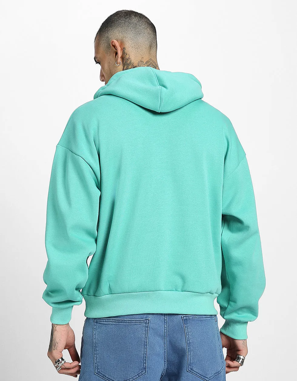 Anger Green Oversized Pocket Graphic Printed Hoodie