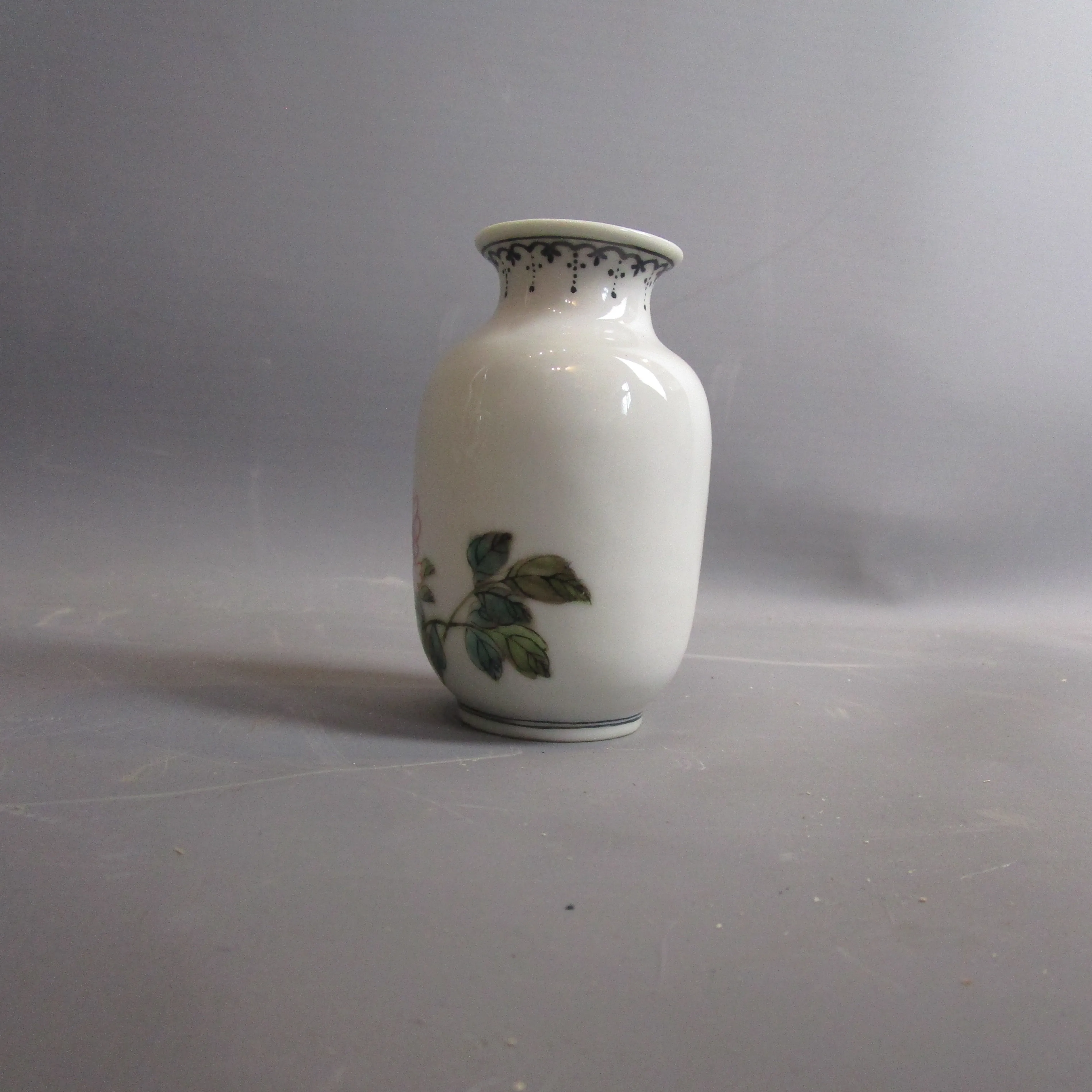 Antique Japanese Bird On Blossom Painted Porcelain Spill Flower Bud Vase Antique Victorian c1890