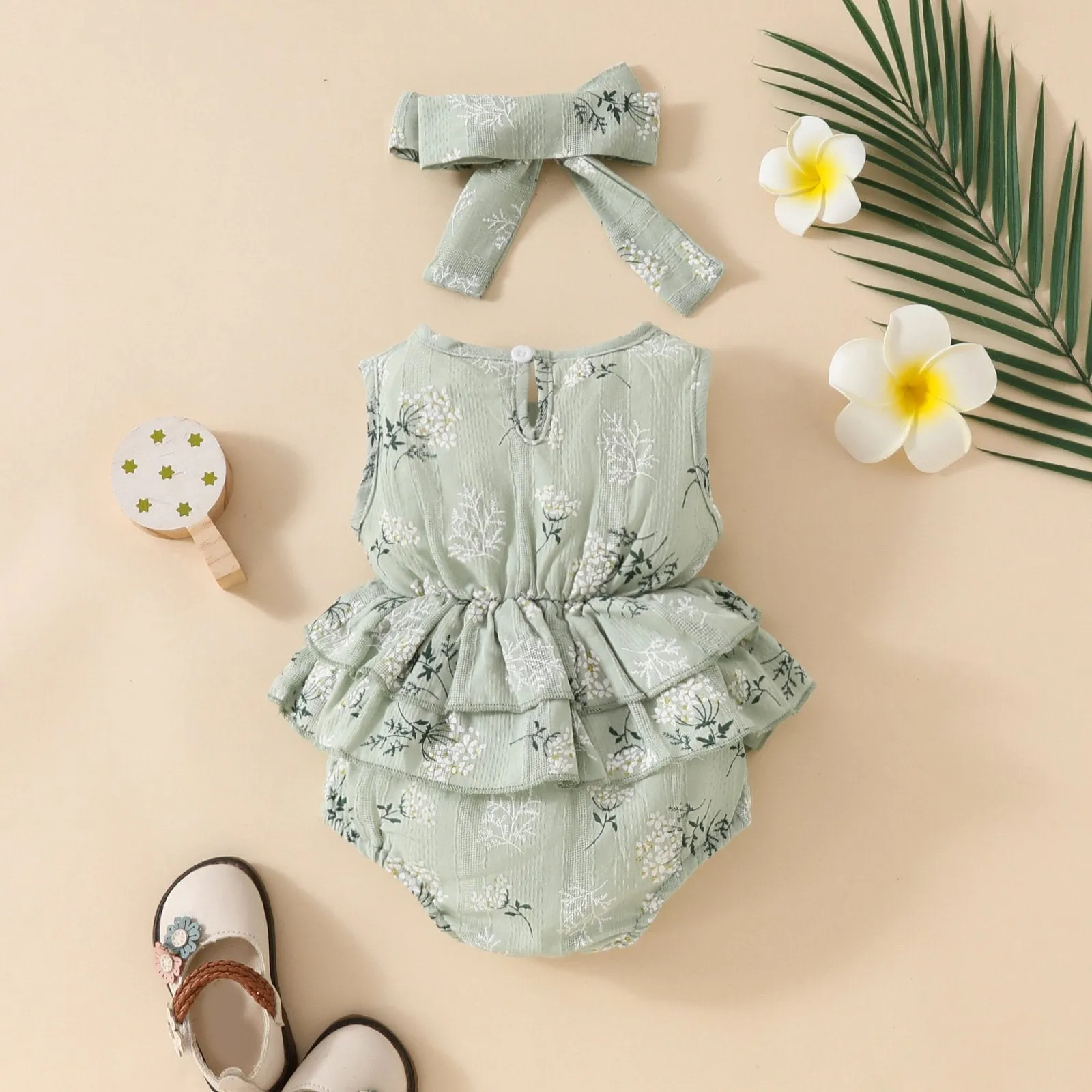 Baby Girls Flower Print Rompers Wholesale 20240408