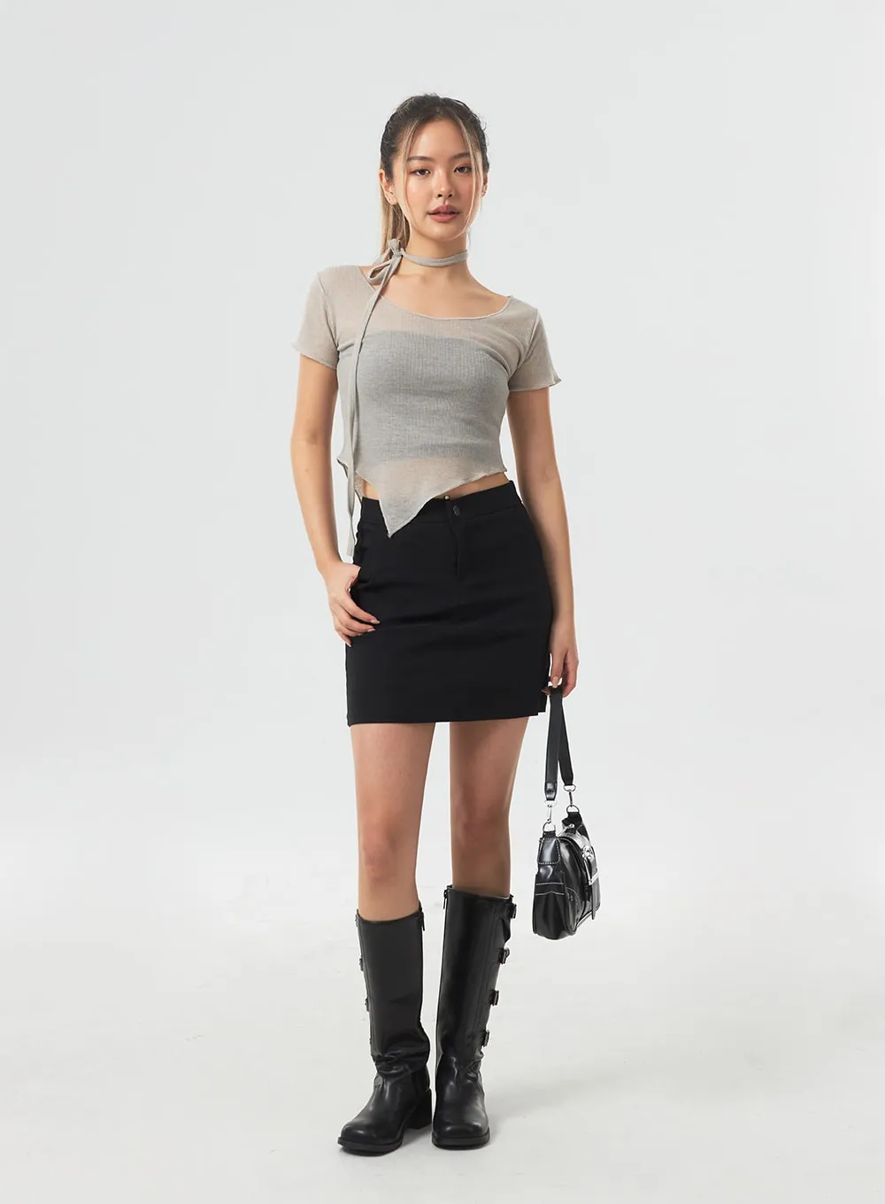 Basic High Waist Mini Skirt CM331