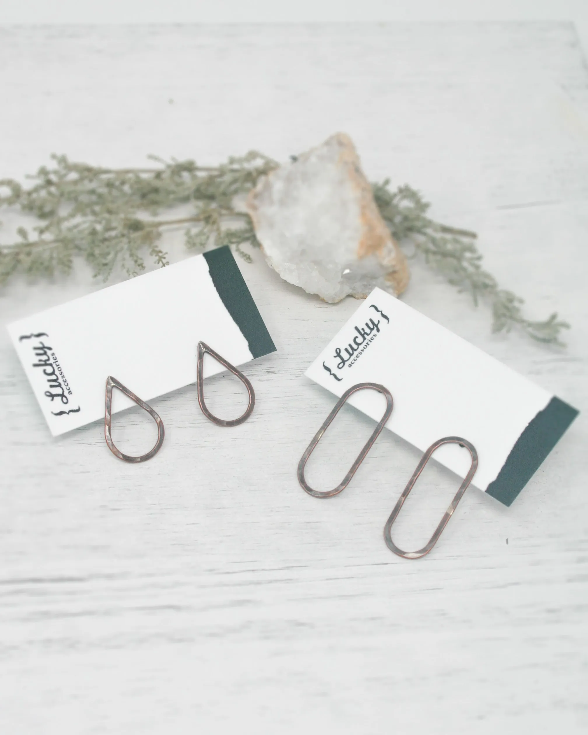 Basic hoop stud earrings- Oval  [ready to ship]