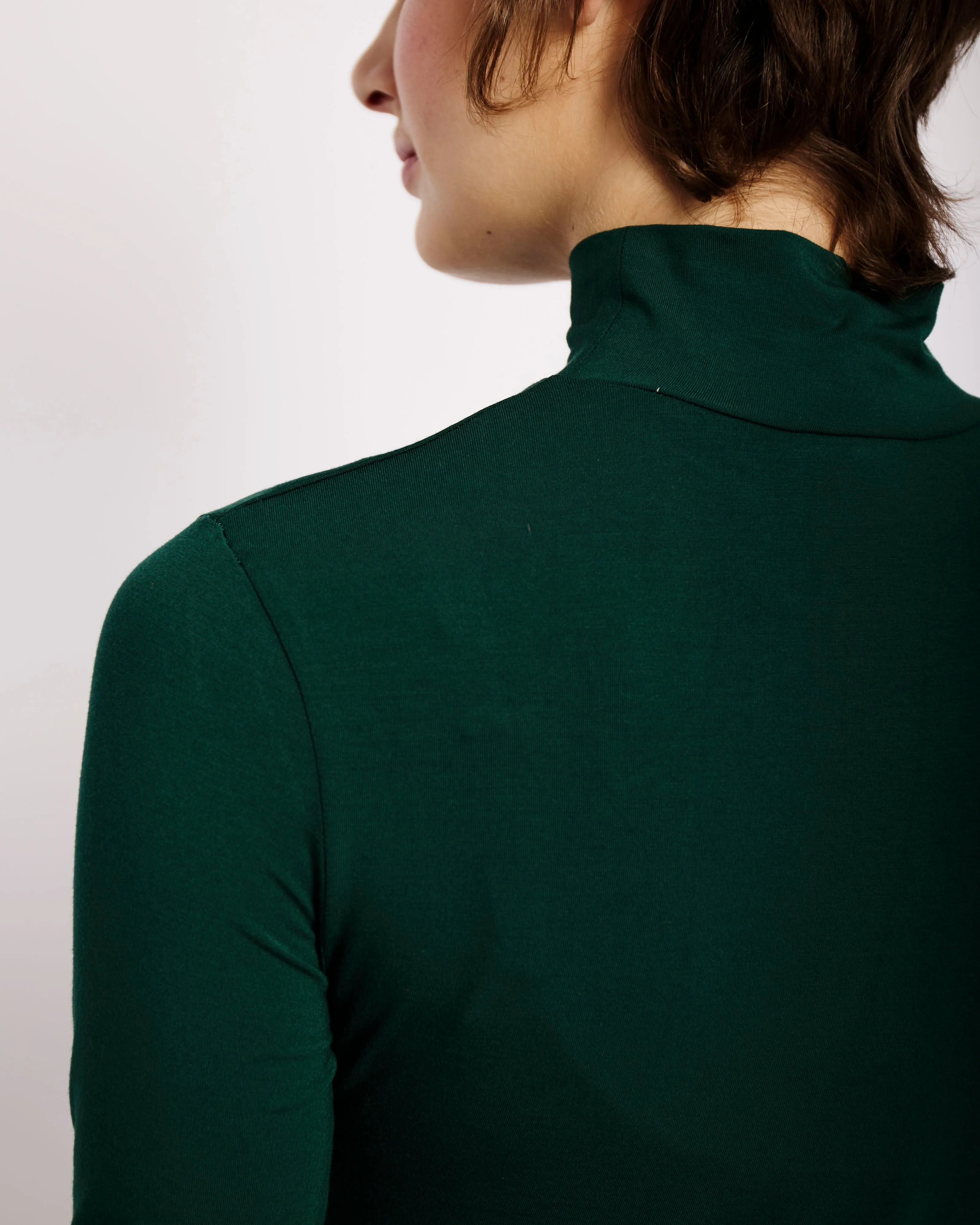 Basic Longsleeve Polo in Bottle Green