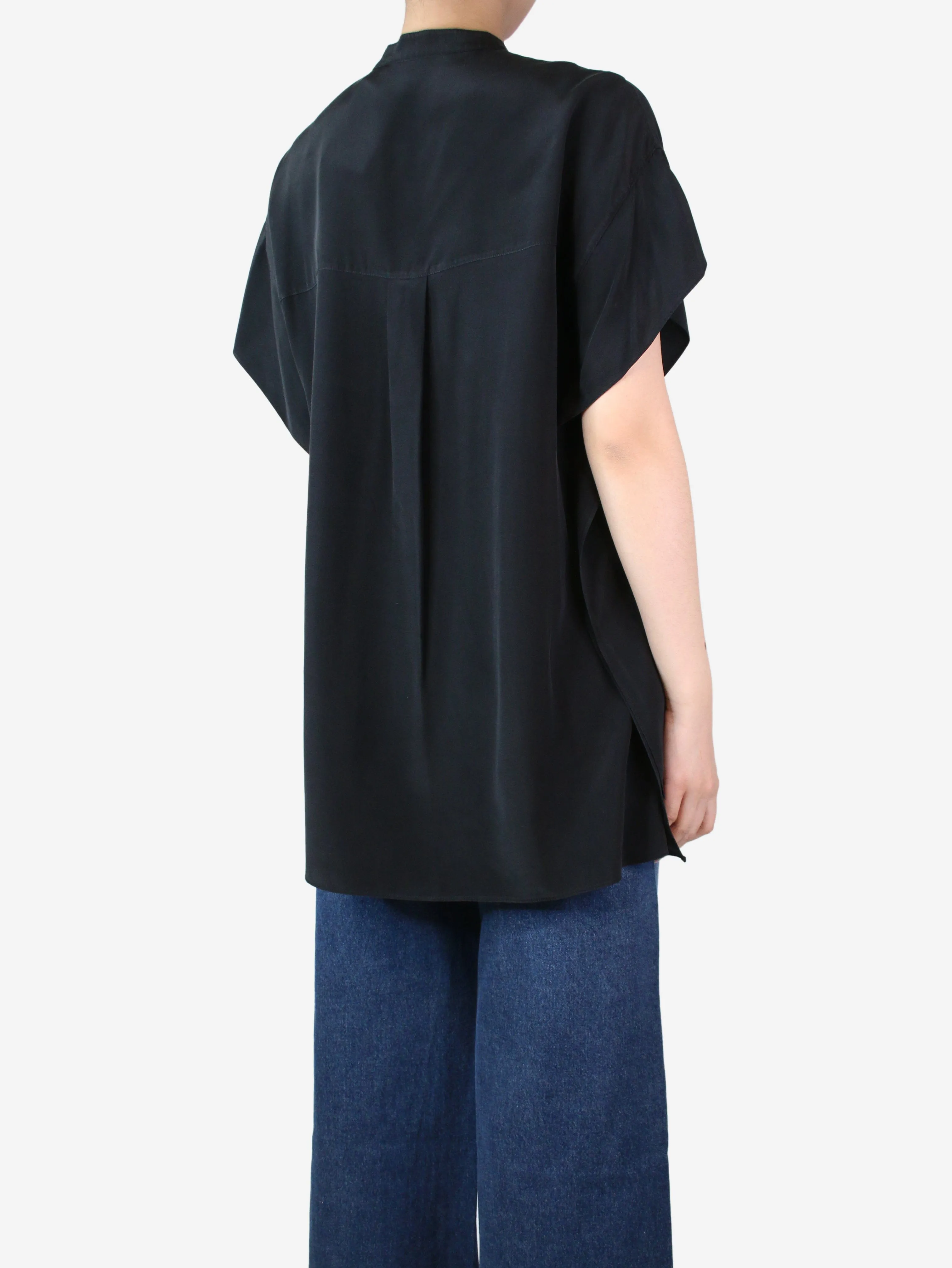 Black oversized silk shirt - size XS