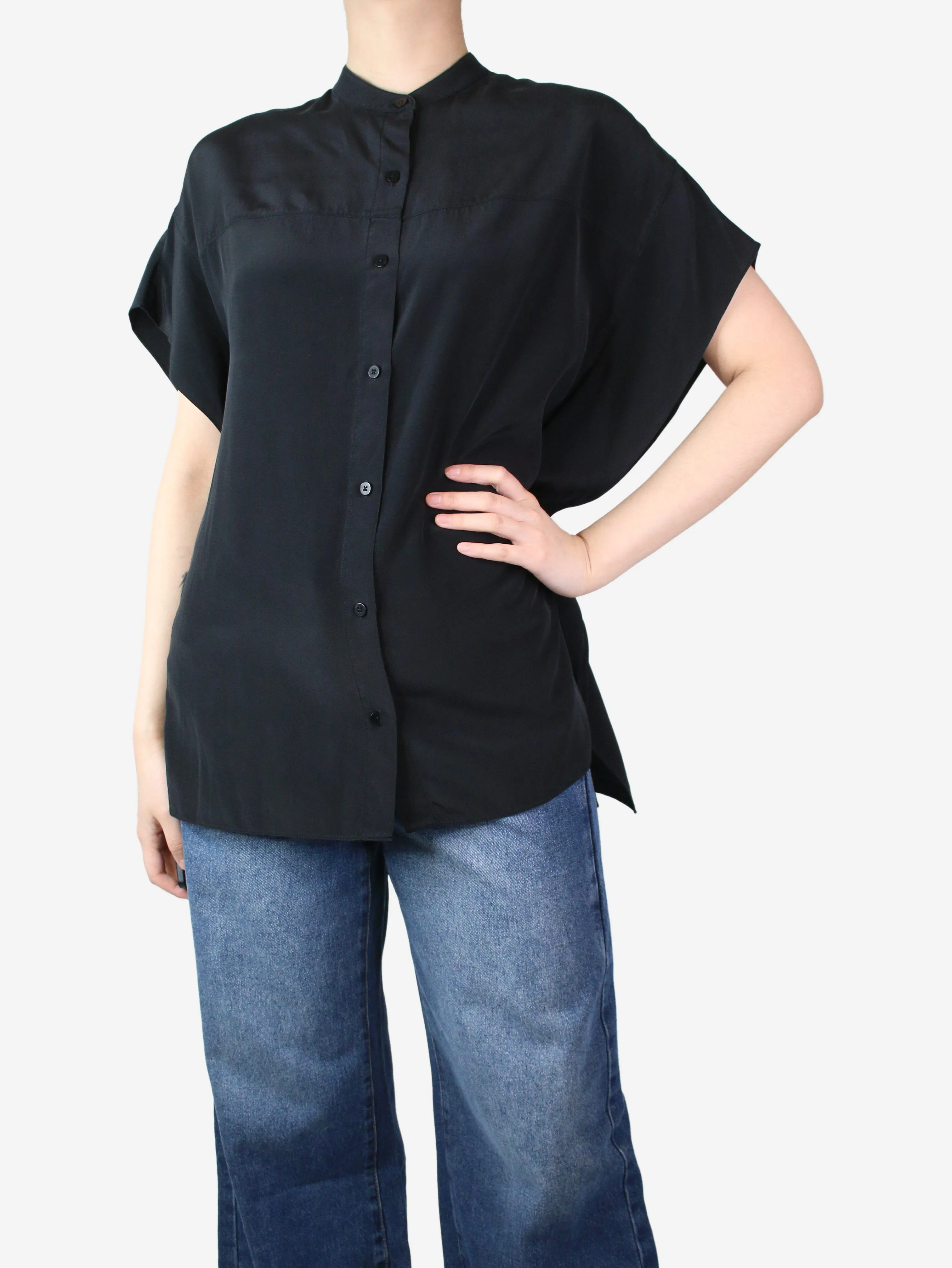 Black oversized silk shirt - size XS