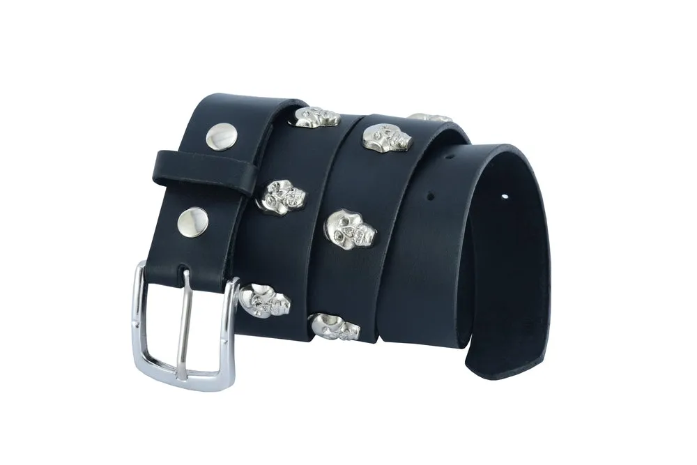 BLT Skull Heads Black Genuine Leather Belt