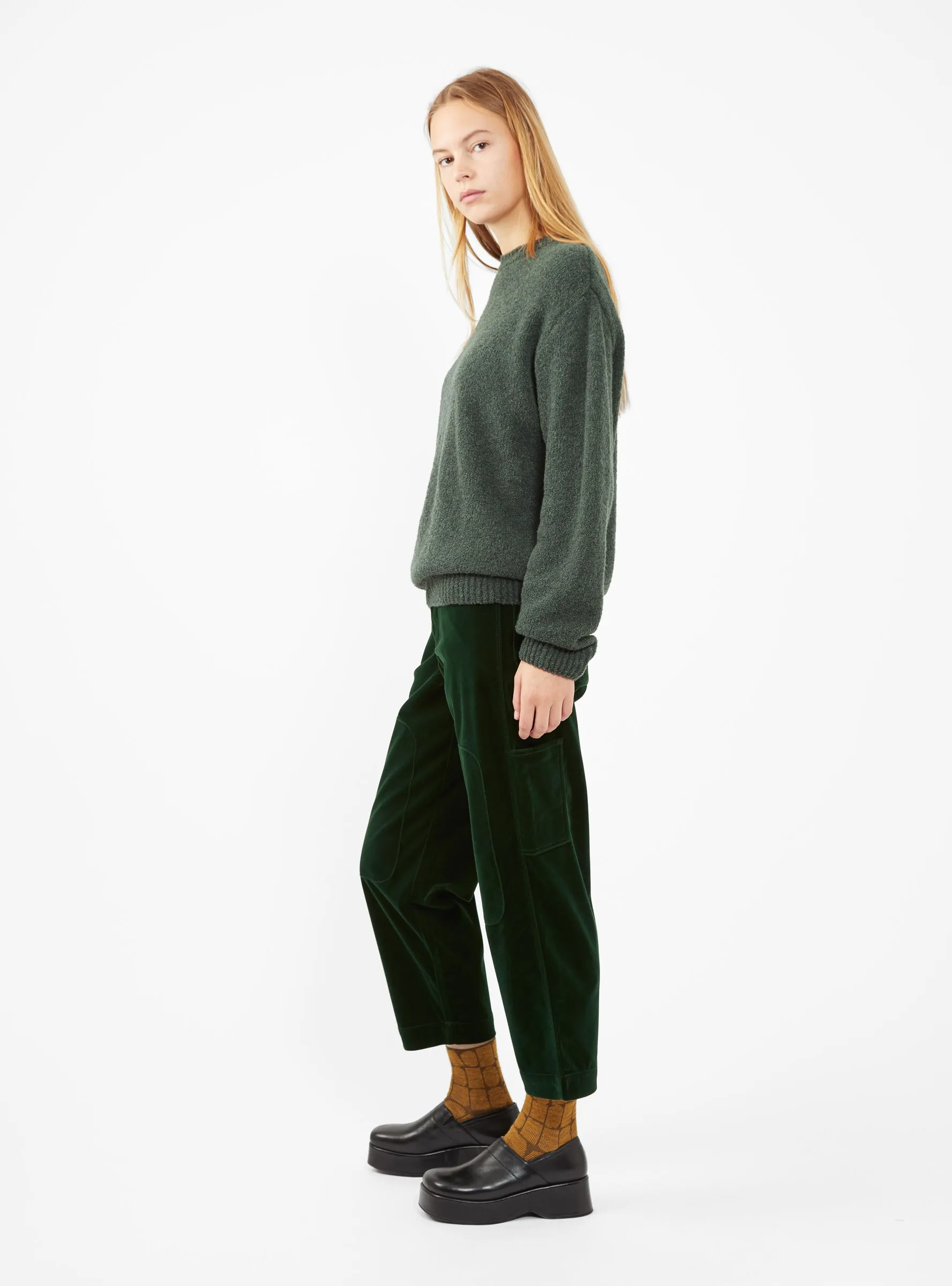 Boucle Crew Sweater Green