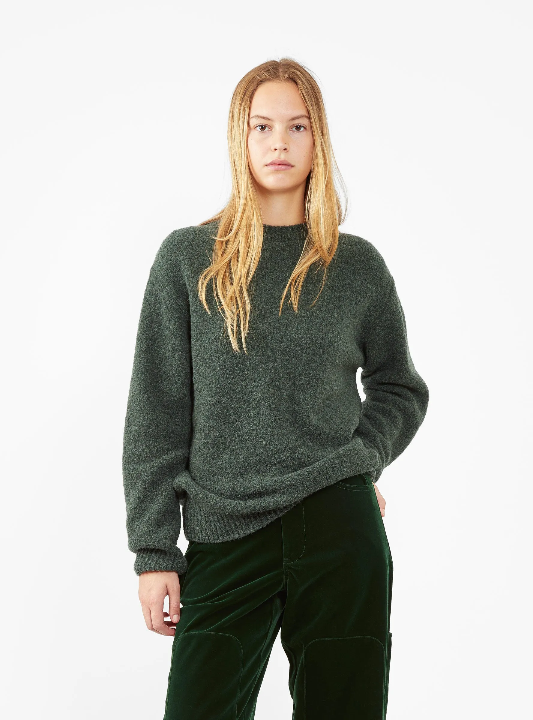 Boucle Crew Sweater Green