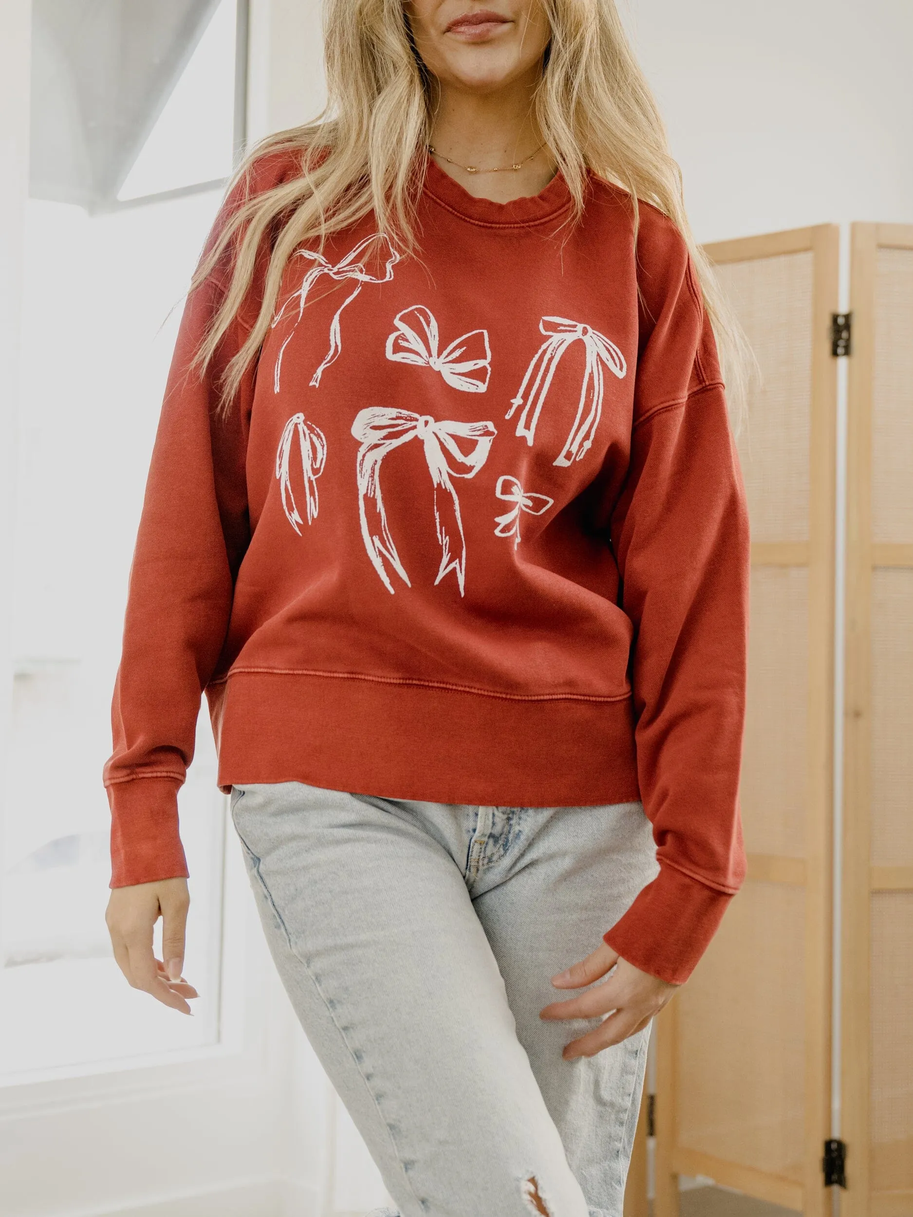 Bows Red Hi-Dive Oversized Crew Sweatshirt