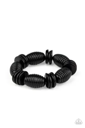 Caribbean Castaway Black Wood Bracelet - Paparazzi Accessories