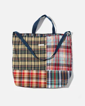 Carry All Tote - Navy Square Patchwork Madras