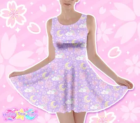 Cherry Blossom Dreams Purple Skater Dress [Made-To-Order]