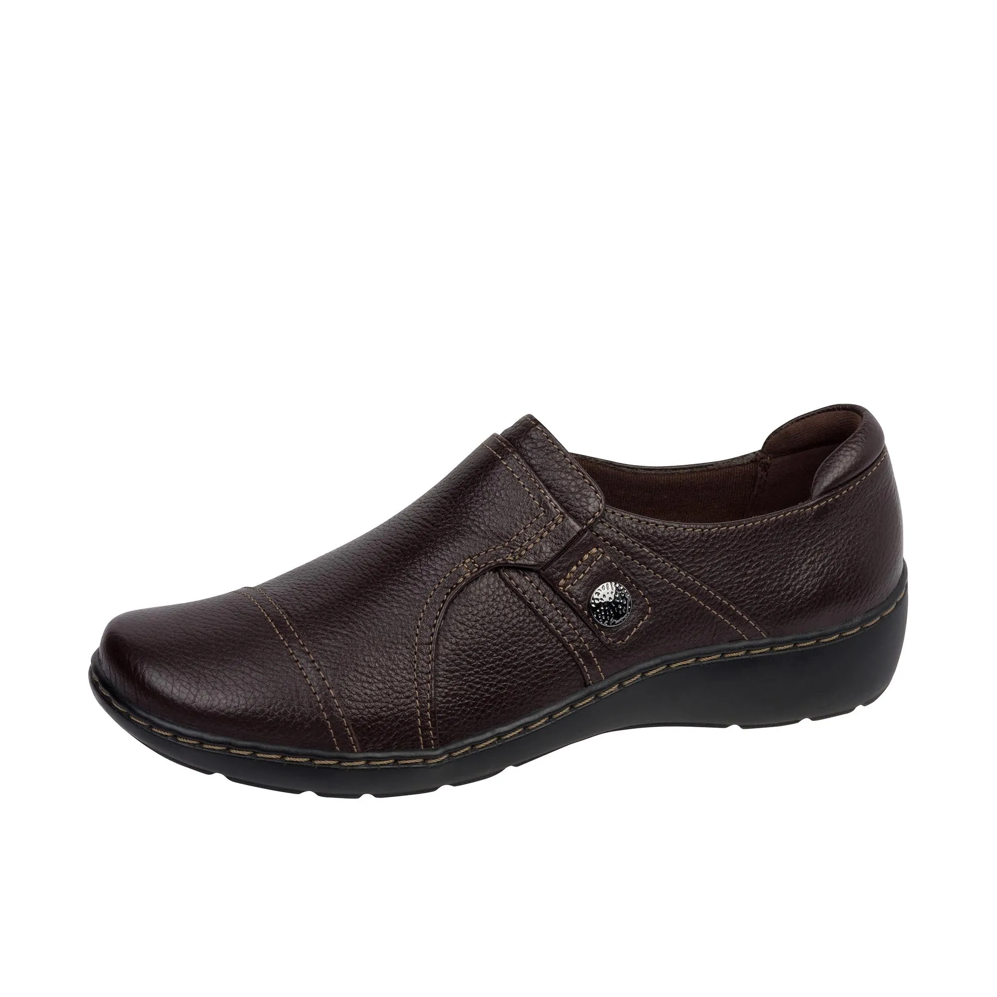 Clarks Womens Core Poppy Dark Brown Leather