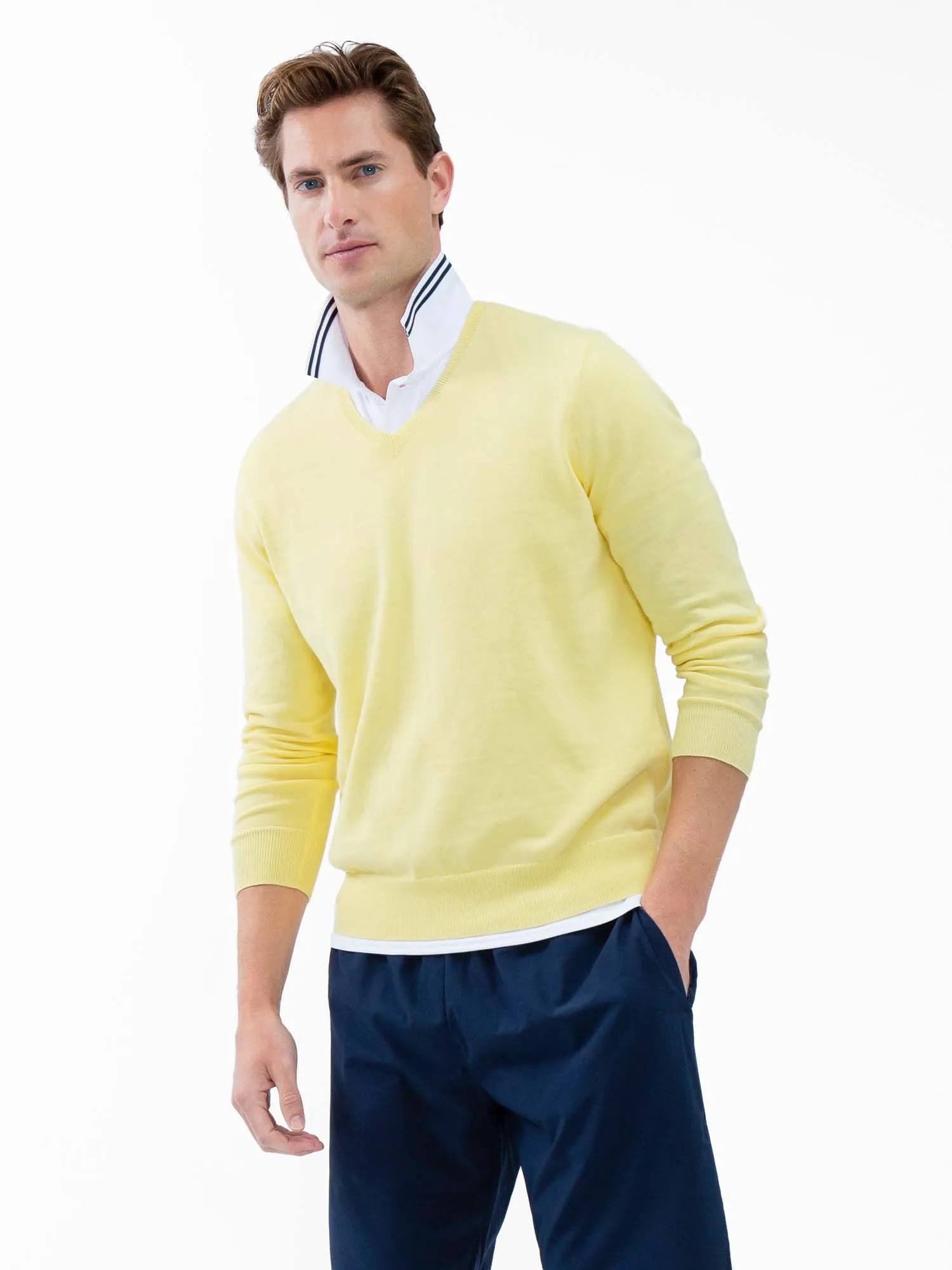 Classic V Neck Sweater - Lemonade