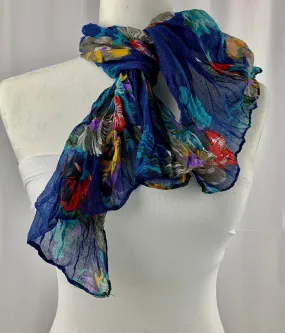 Cobalt Vintage Flower Neck Scarf