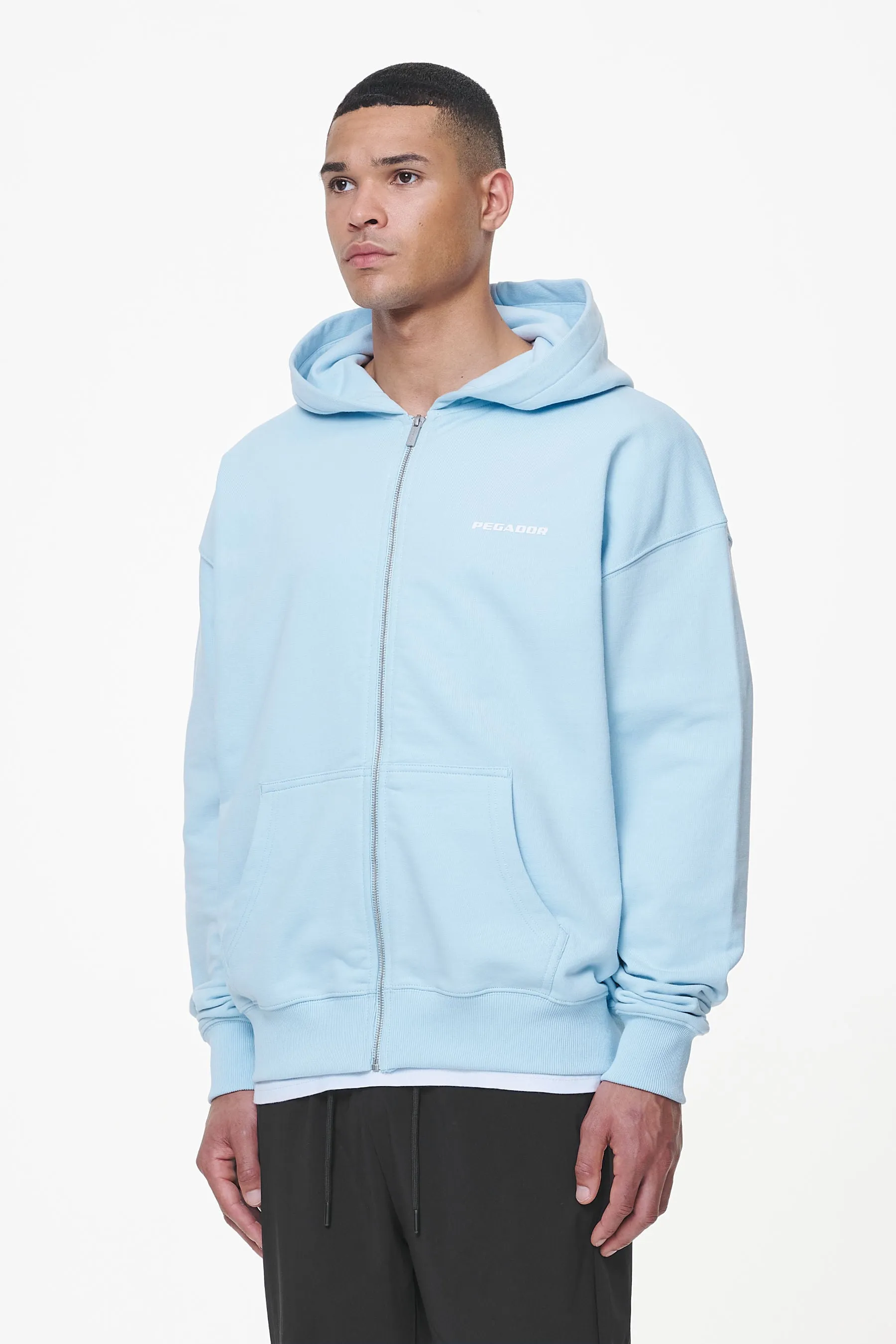 Colne Terry Logo Oversized Sweat Jacket Vintage Aqua