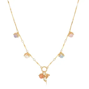 (Coming on 1/5) Moonstone, Sunstone, Amethyst, Blue Topaz, Rose Quartz Gold Dangle Choker - Lily of the Valley