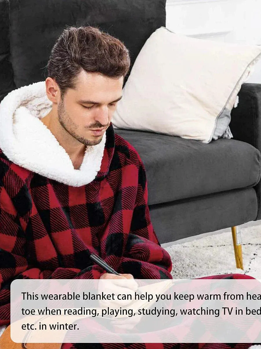 Cozy Black Wearable Blanket Hoodie for Adults and Teens