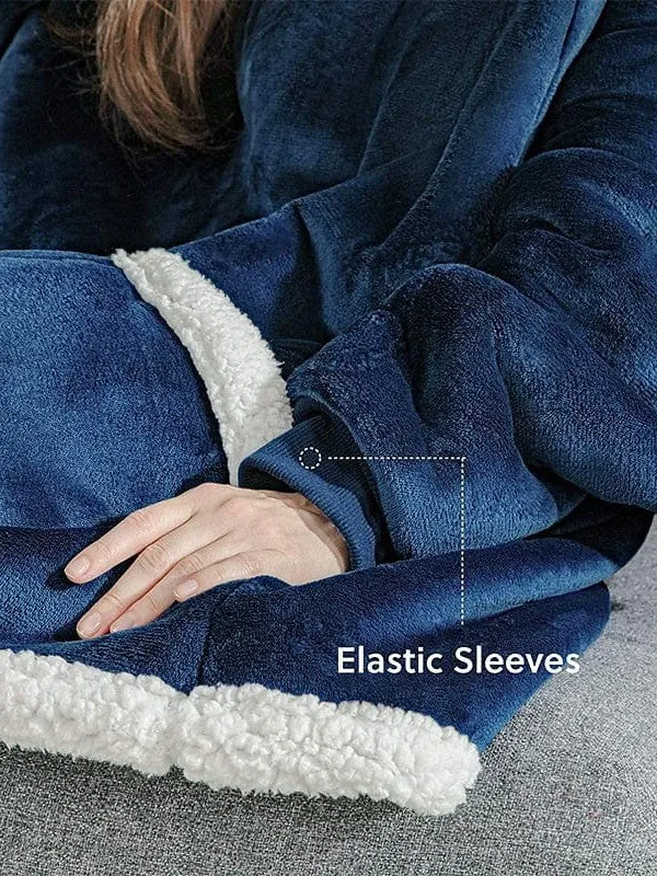 Cozy Black Wearable Blanket Hoodie for Adults and Teens