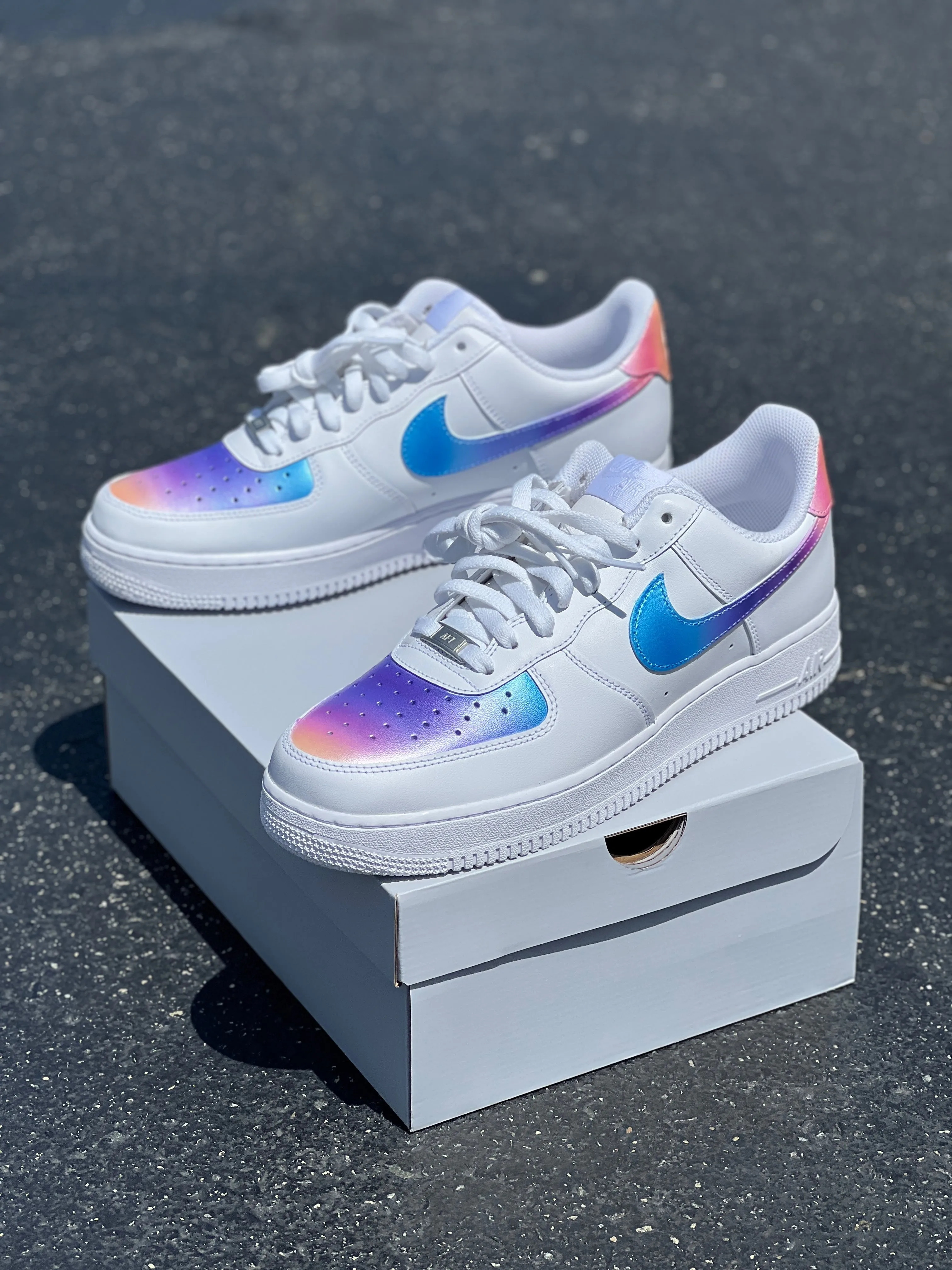 Custom Hand Painted Ombre Gradient Black Nike Air Force 1