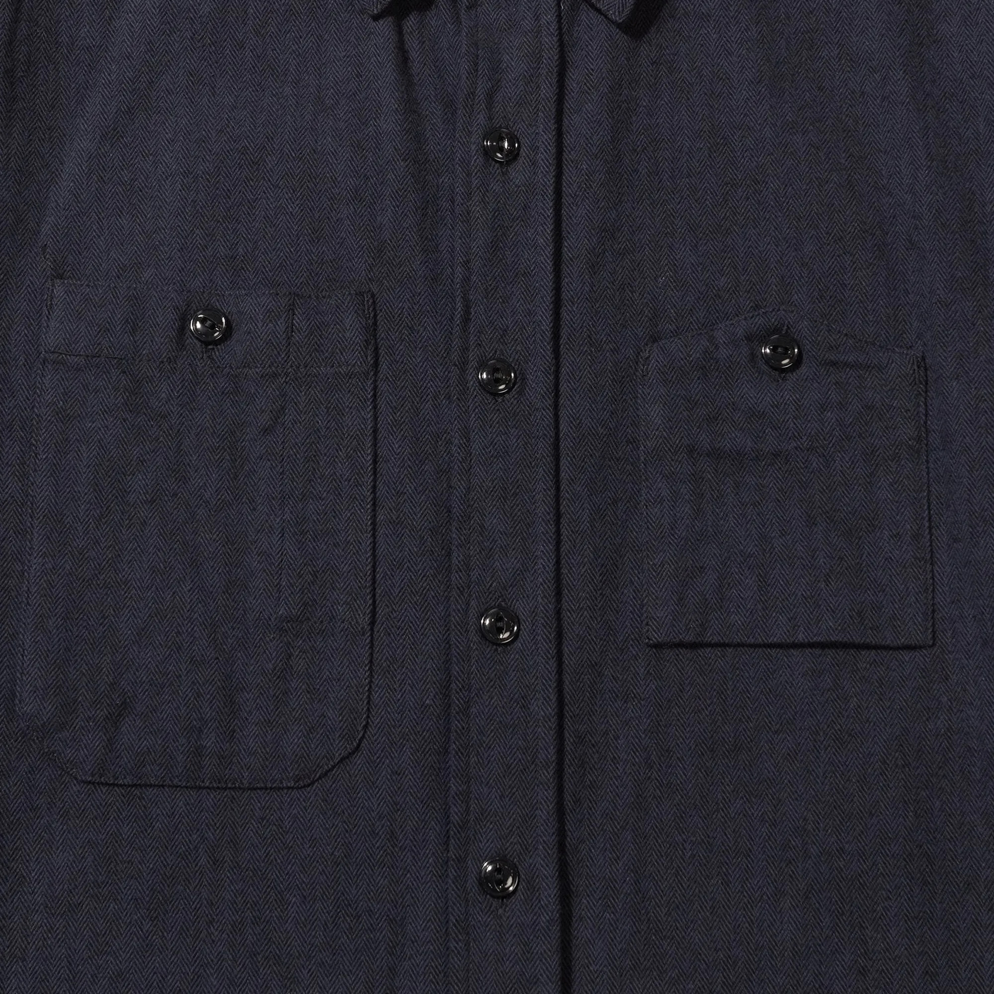 Engineered Garments Work Shirt B Navy Cotton Herringbone Flannel