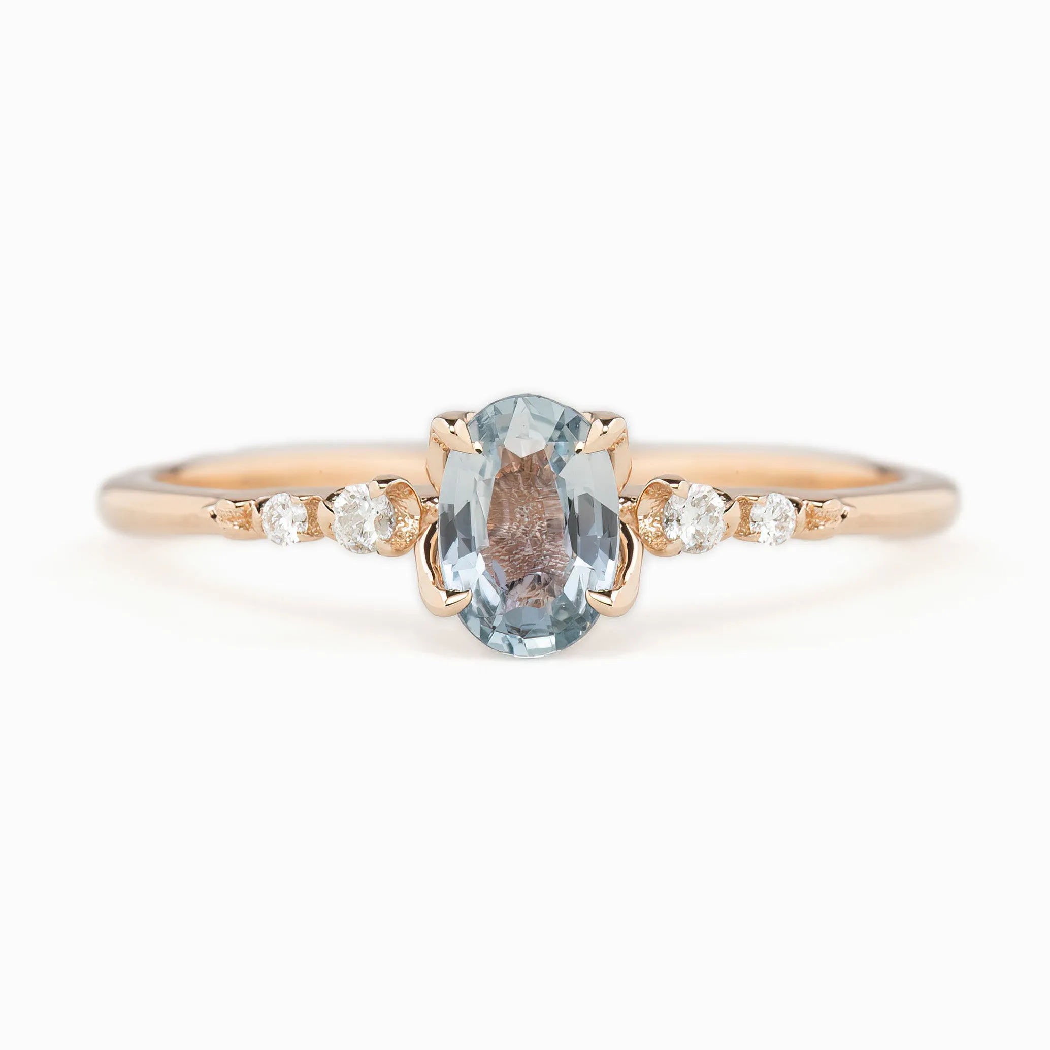 Estel Luxe Ring 6mm 0.50ct Light blue Madagascar Sapphire 14K Rose Gold