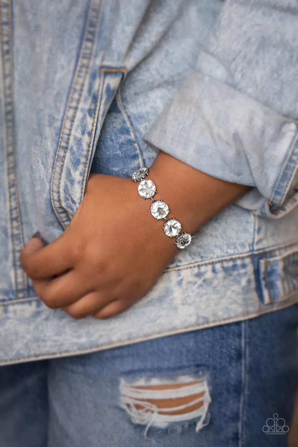 Fabulously Flashy - White Bracelet