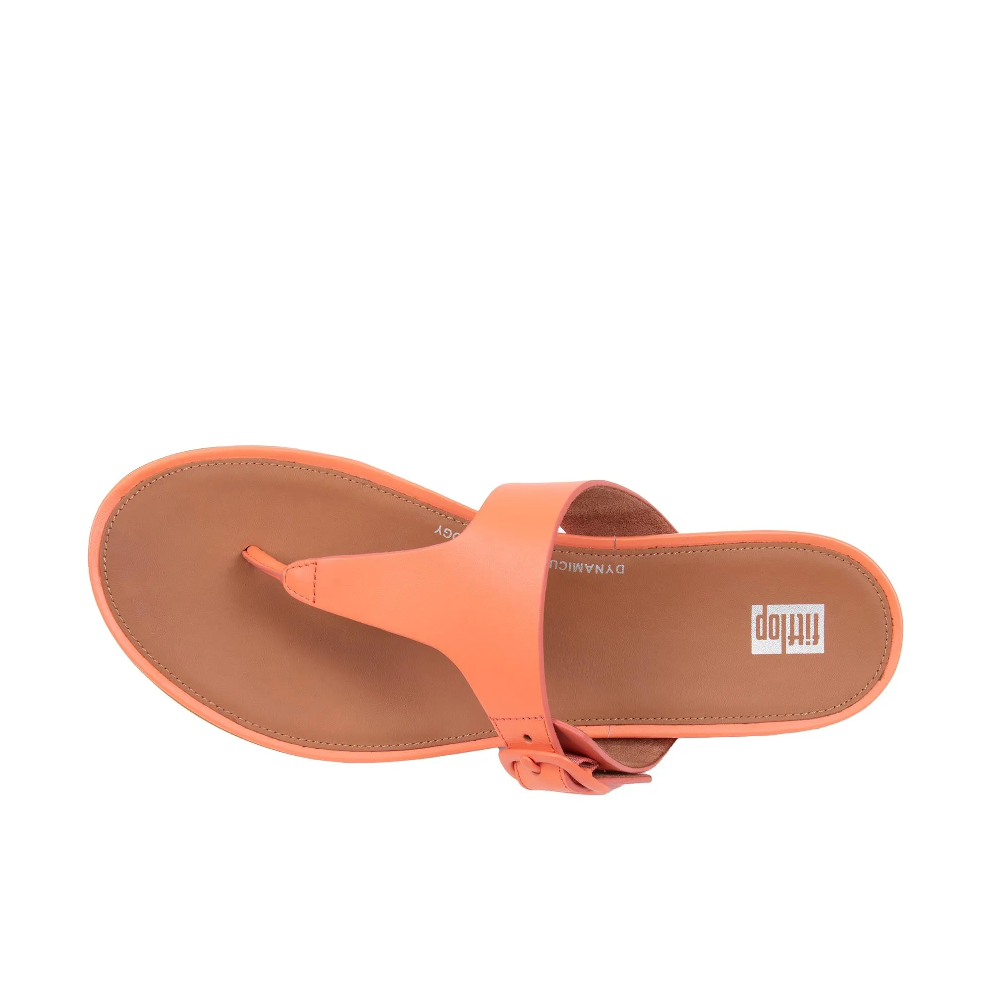 FitFlop Womens Gracie Rubber-Buckle Leather Toe Post Sandals  Sunshine Coral