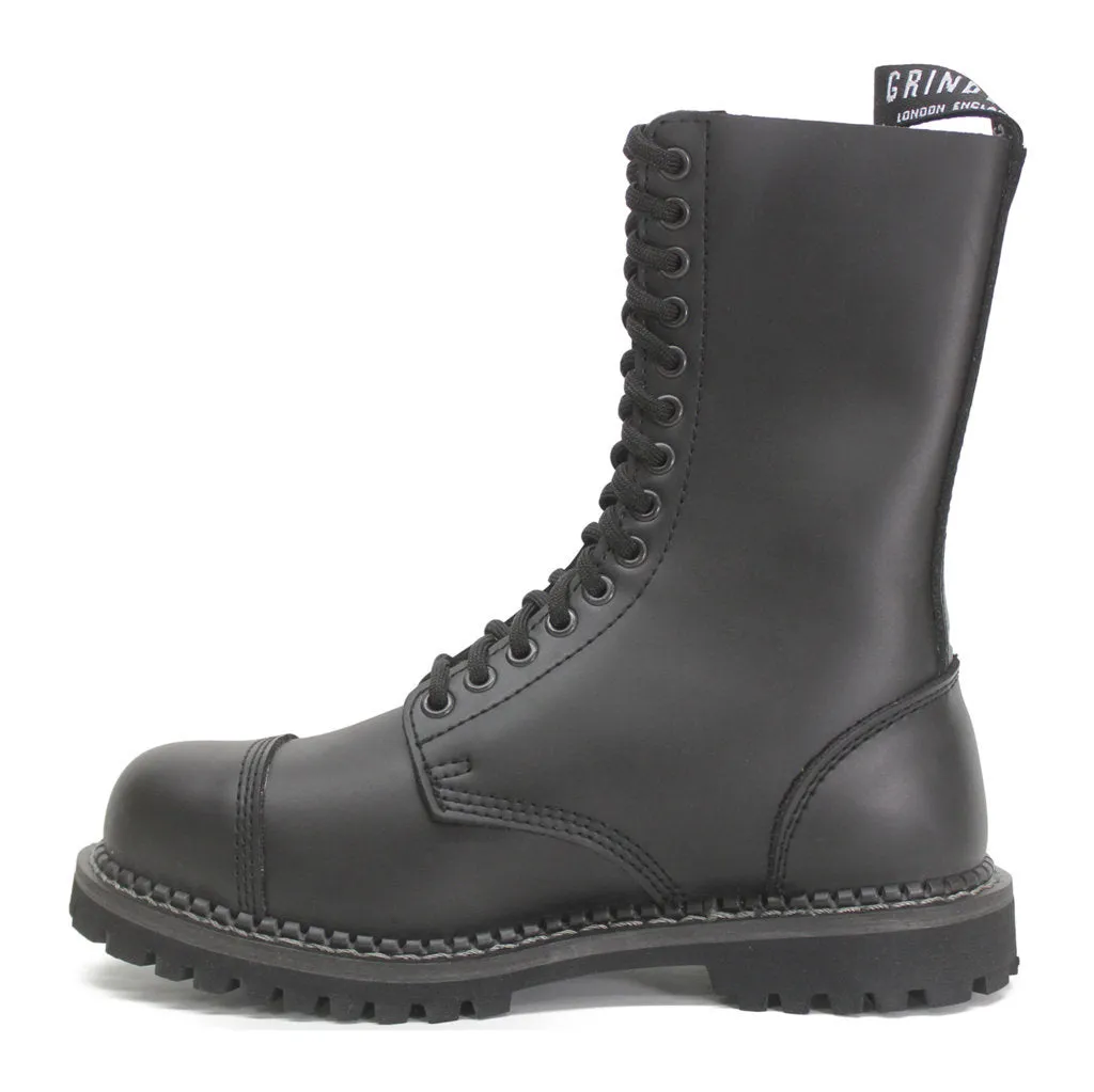 Grinders Unisex Herald Leather Black Boots - UK 10