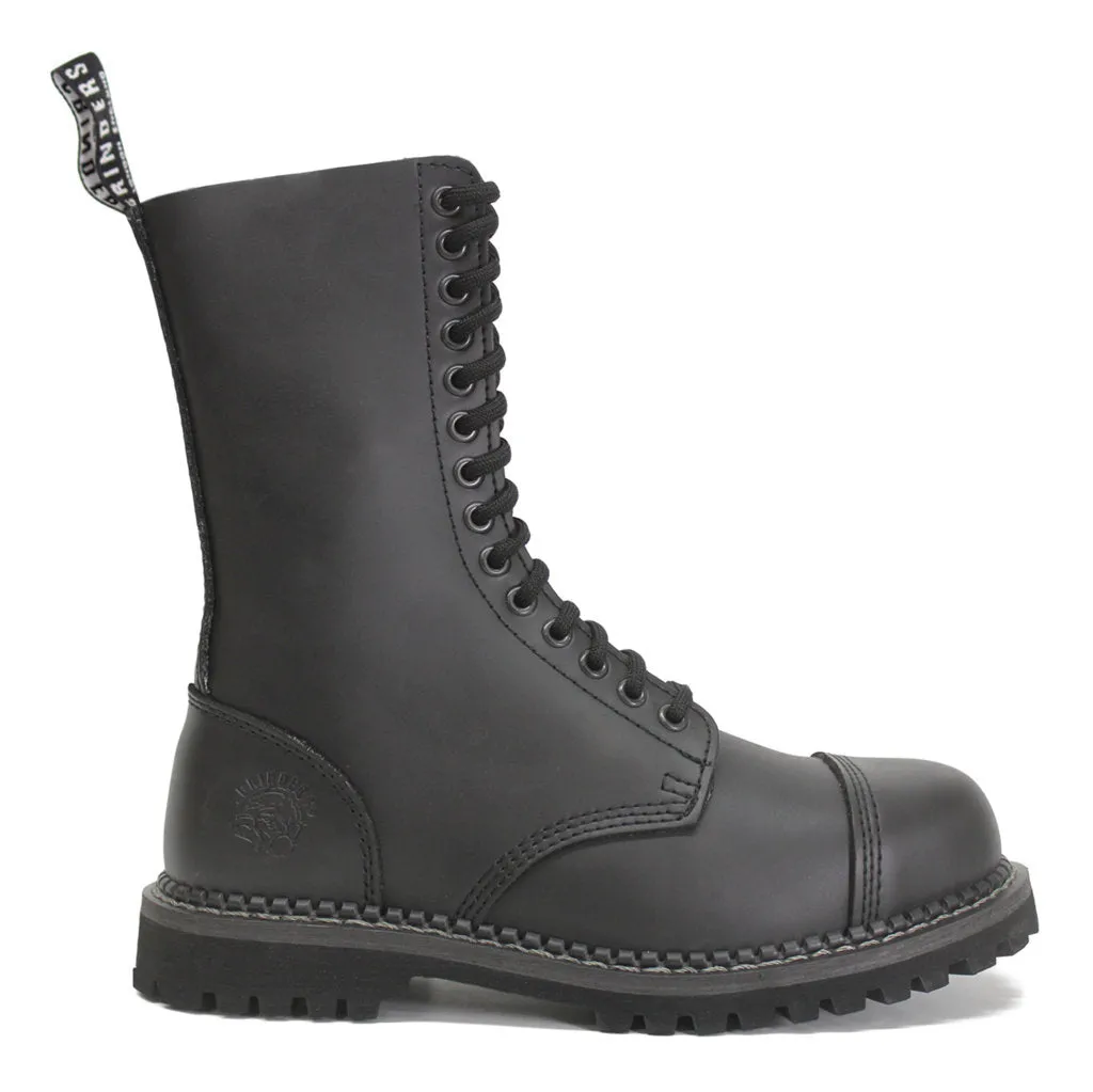 Grinders Unisex Herald Leather Black Boots - UK 10