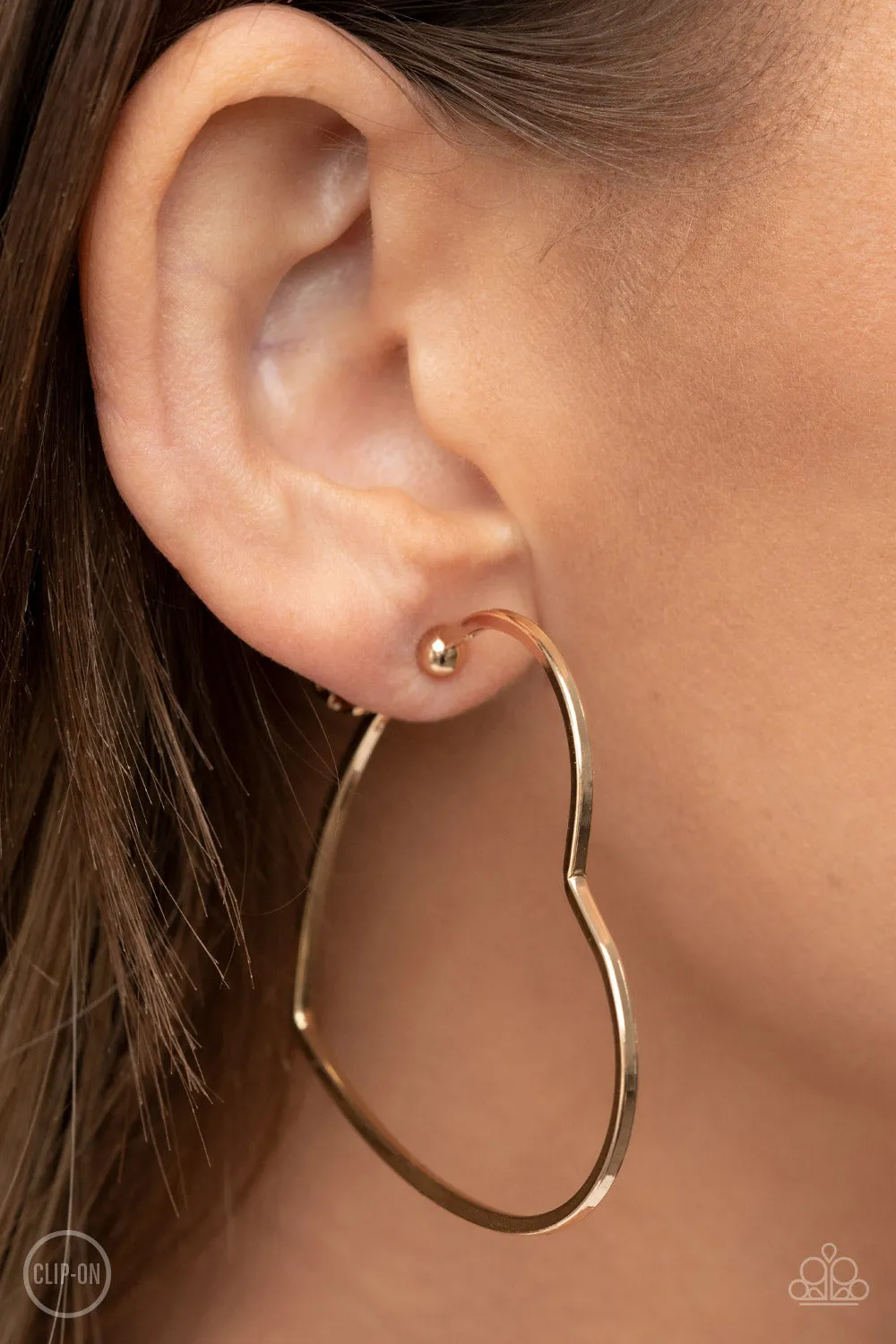 Harmonious Hearts - Gold Clip-On Earring