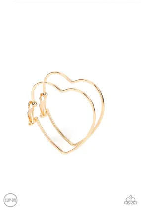 Harmonious Hearts - Gold Clip-On Earring