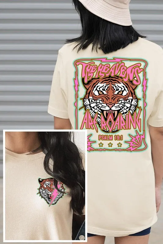 Heavens Roaring Tiger Front Back Graphic T Shirts