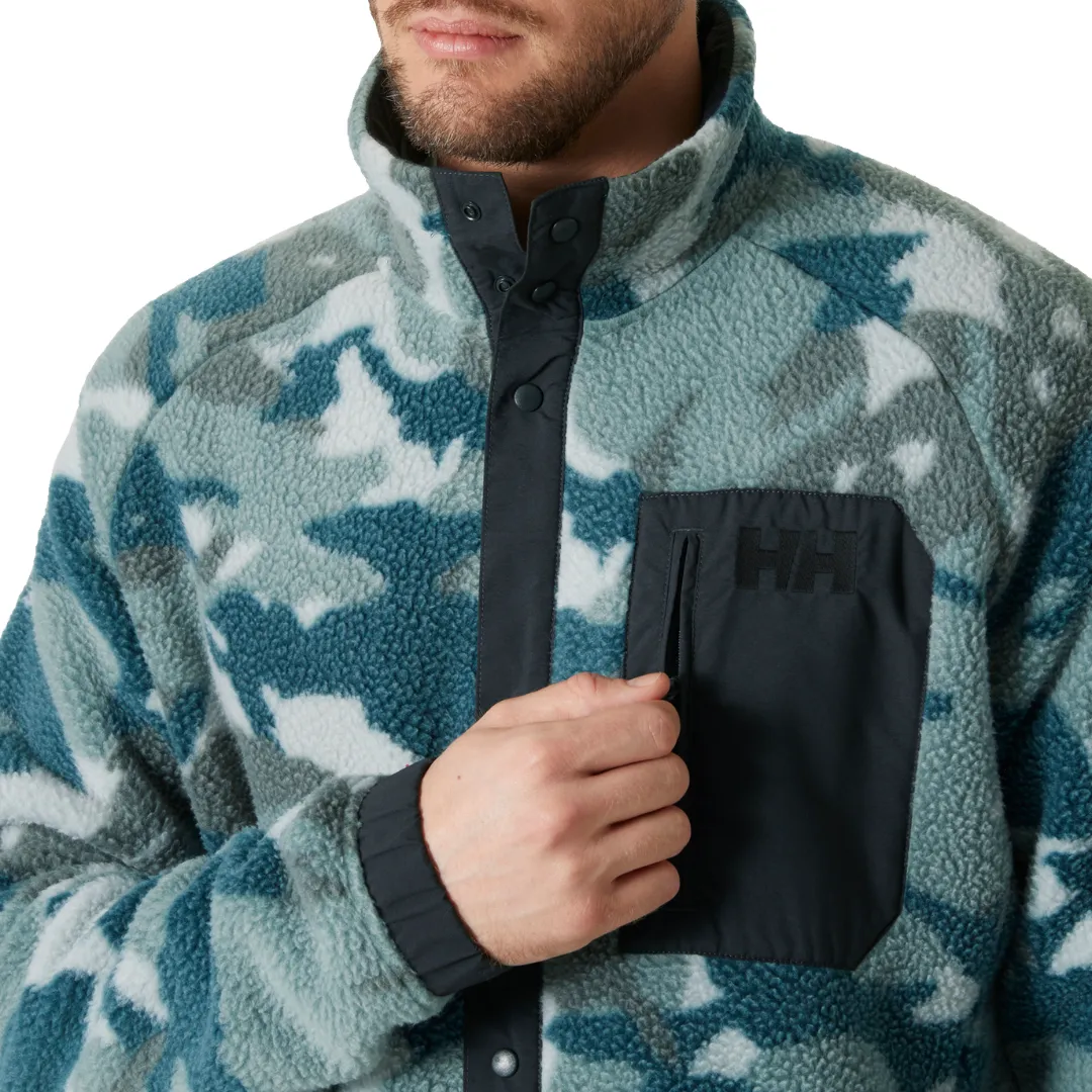 Helly Hansen Men's Panorama Pile Printed Full Snap Fleece (Dark Creek/Woodland Camo)