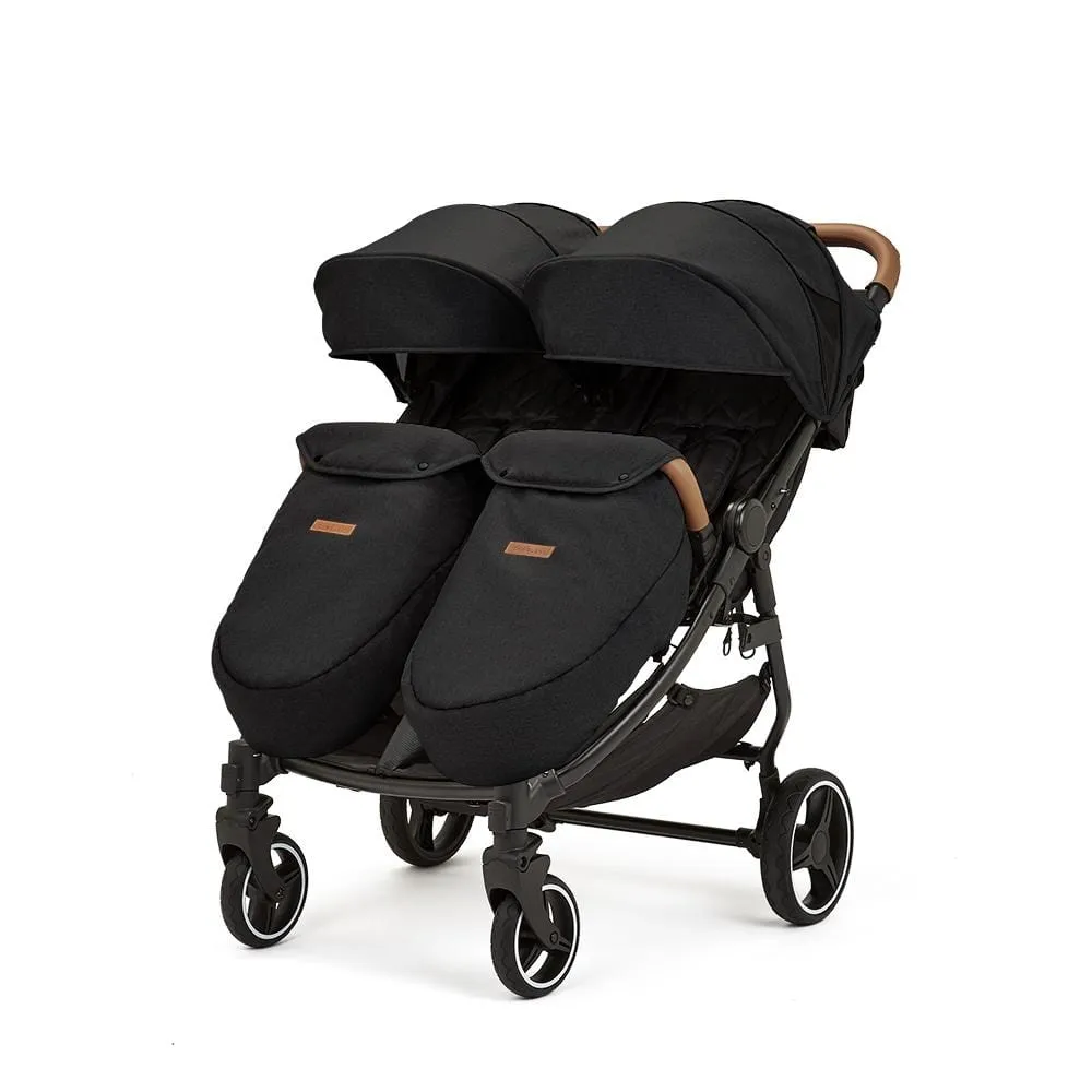 Ickle Bubba Venus Prime Double Stroller - Black / Black / Tan