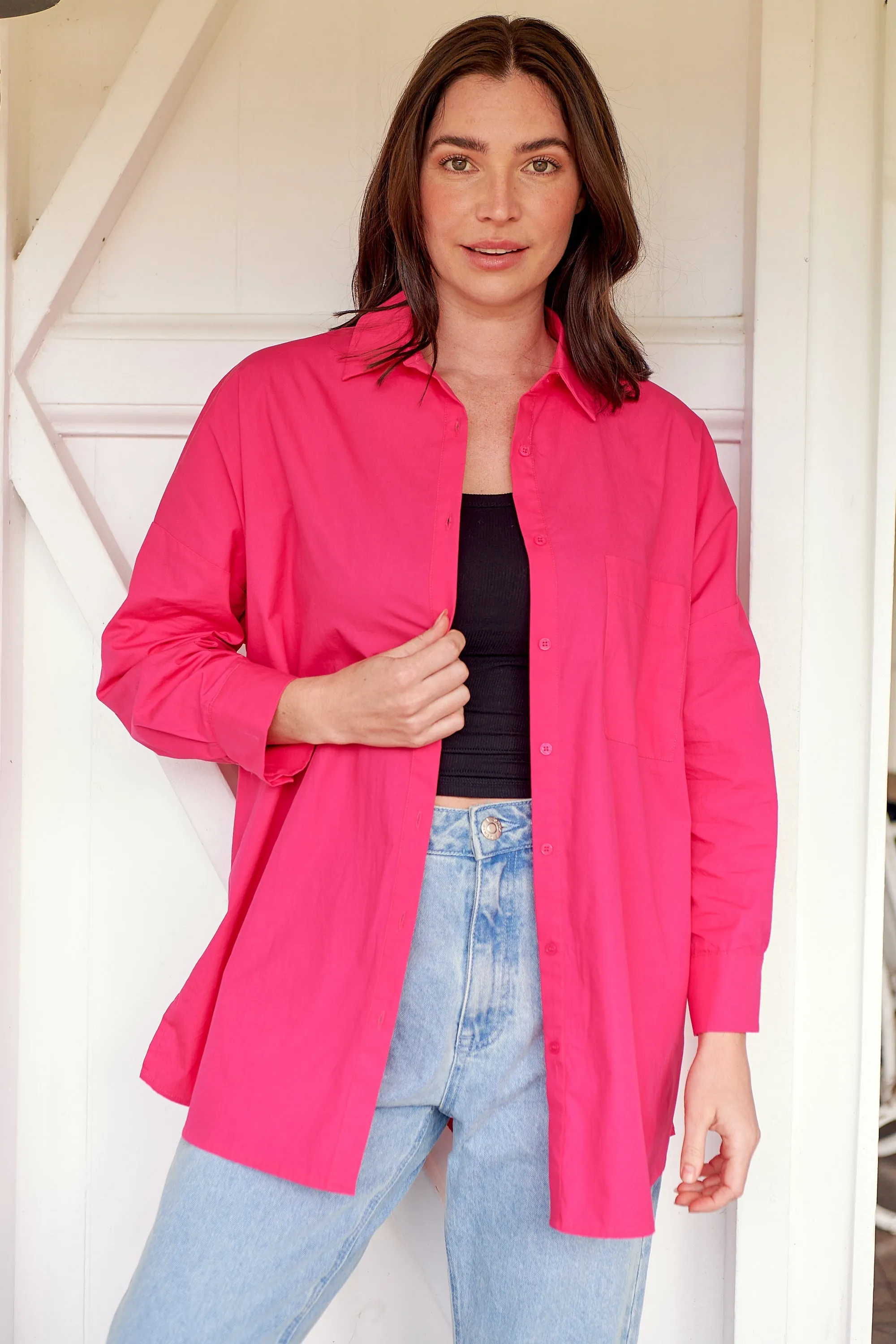 Jennifer Oversized Pink Button Up Shirt