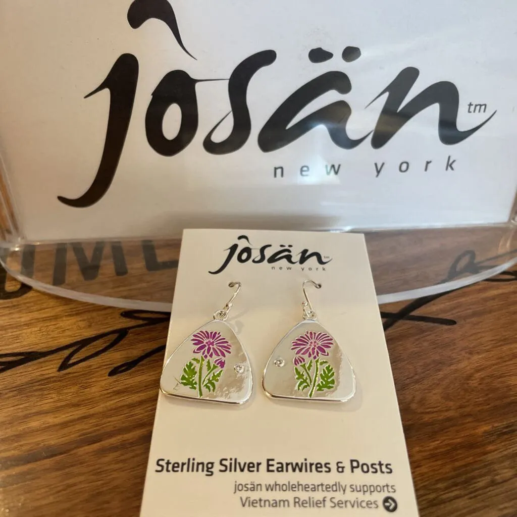 Josan SSW Purple Aster Flower Earrings