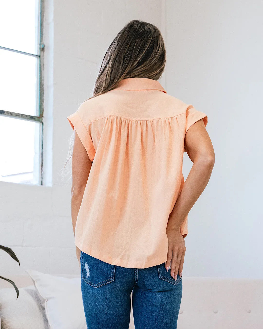 Kinsley Apricot Button Up Top