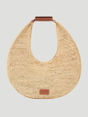 Large Moon Raffia Tote Bag