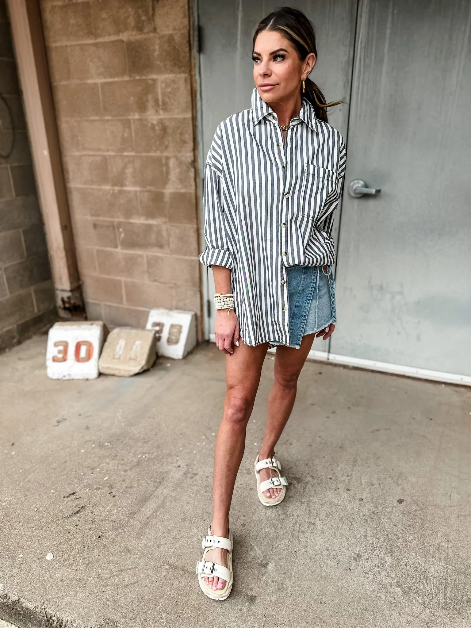 LAST ONE | Free People Freddie Stripe Shirt | Nautical Navy