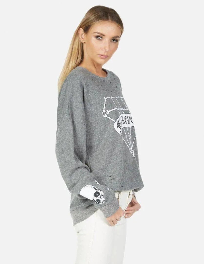 Lauren Moshi Flora Bone Diamond Distressed Pullover