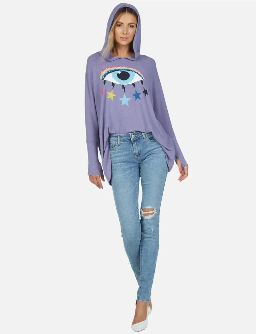 Lauren Moshi Wilma Cosmic Rainbow Eye Oversized Hoodie