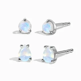 Moonstone Petite Round & Teardrop Studs