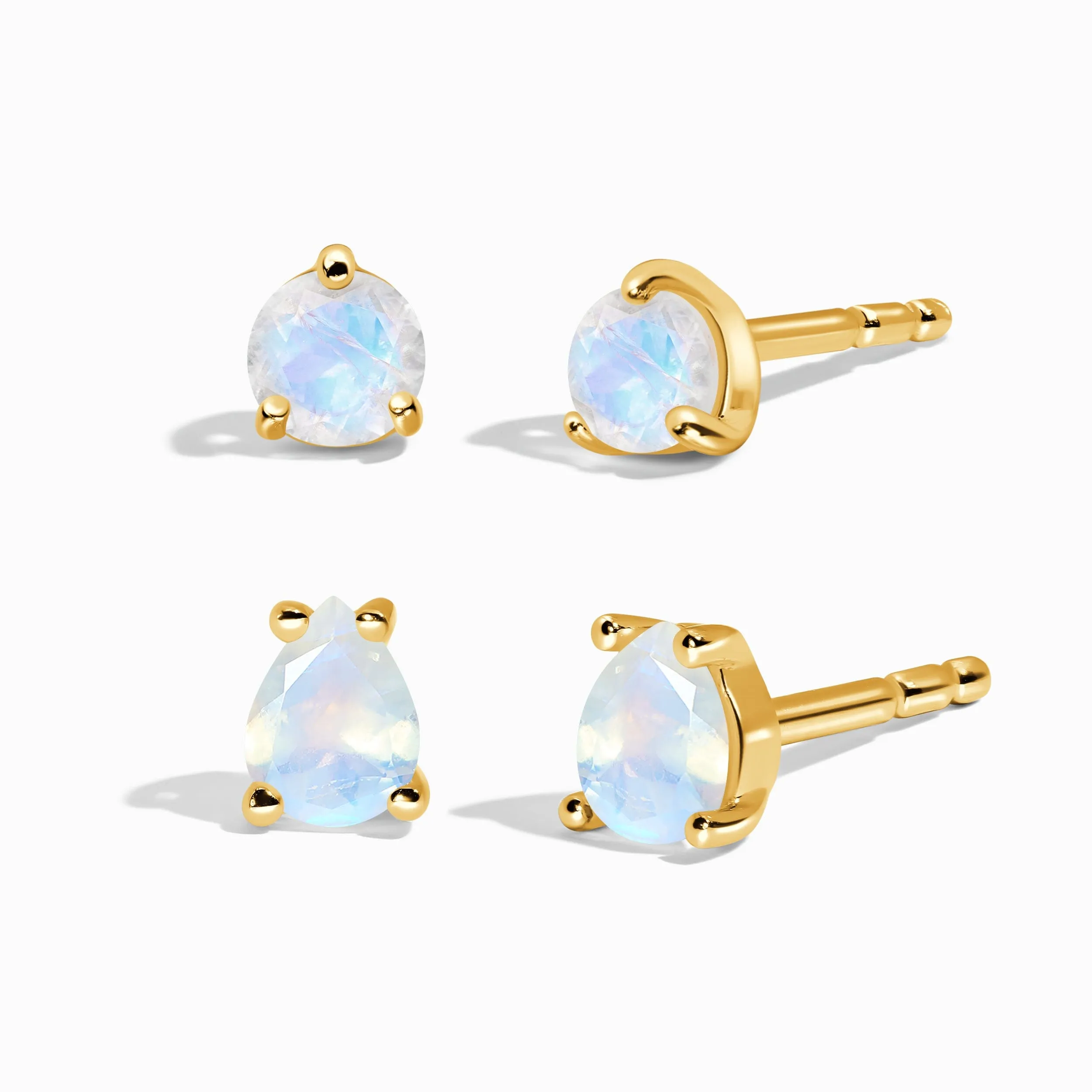 Moonstone Petite Round & Teardrop Studs